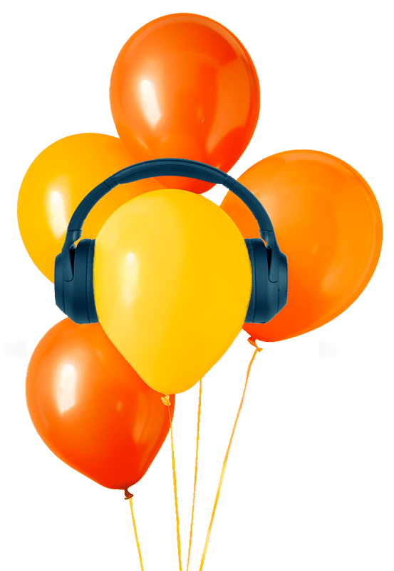 Balloons with a headphone on